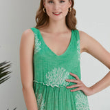 Begonville Uzun Elbise Jolie Müslin Kat Kat Uzun Elbise - Yeşil