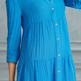 Begonville Gömlek Elbise Maya Uzun Gömlek Elbise - Mavi