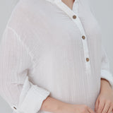 Begonville Maxi Elbise Essentials Düğmeli Rahat Kesim Uzun Elbise - Beyaz